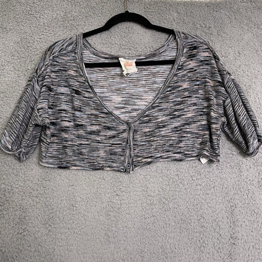 Anthropologie Daily Practice Size S Short Sleeve Cropped Cardigan Top Space Dye